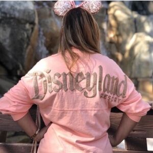 Spirit Jersey Disneyland Parks Gold Glitter Peach Orange‎ Long Sleeve Size Small